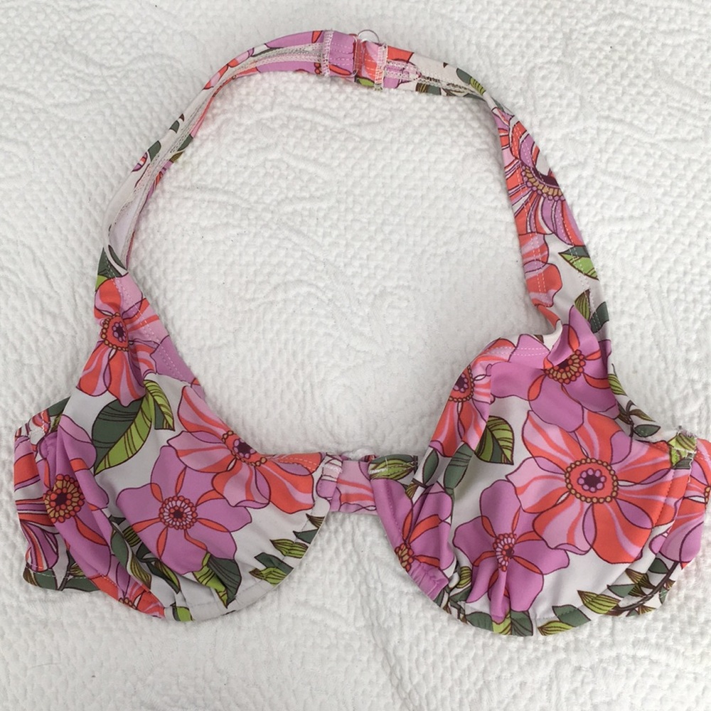 Vintage Print Halter Swim Top